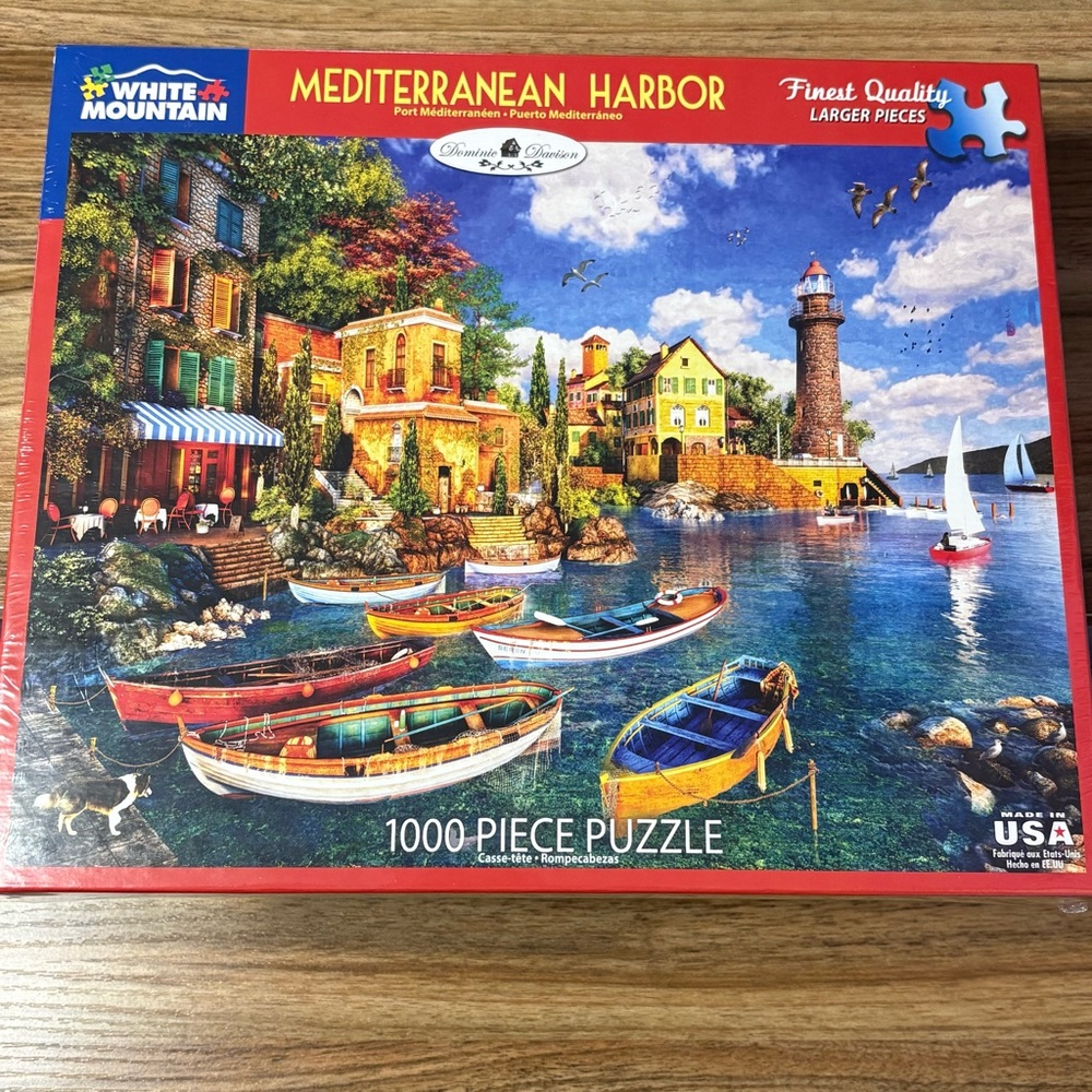 NEW White Mountain Puzzles Mediterranean Harbor 1000 Piece Puzzle